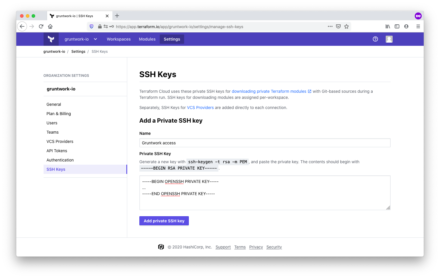 tfc ssh key